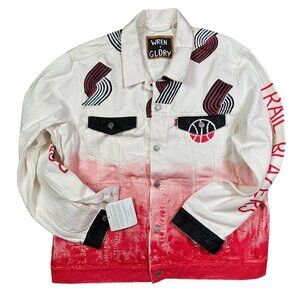 Wren + Glory Portland Trailblazers Hand Painted NBA Blazin Levis Denim Jacket XL